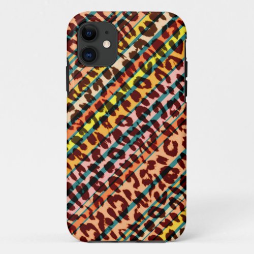 Retro stripes animal print texture of leopard iPhone 11 case