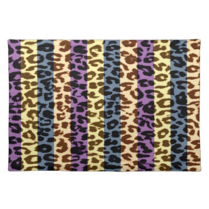 Retro stripes animal skin texture of leopard cloth placemat