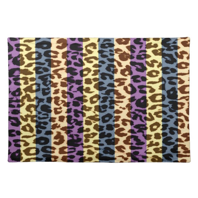 Retro stripes animal skin texture of leopard cloth placemat (Front)