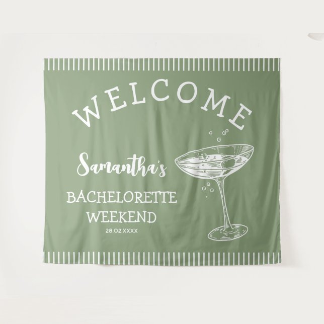 Retro Stripes Bachelorette Party Backdrop Cocktail (Front (Horizontal))