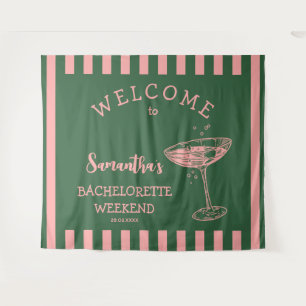 Retro Stripes Bachelorette Party Backdrop Cocktail