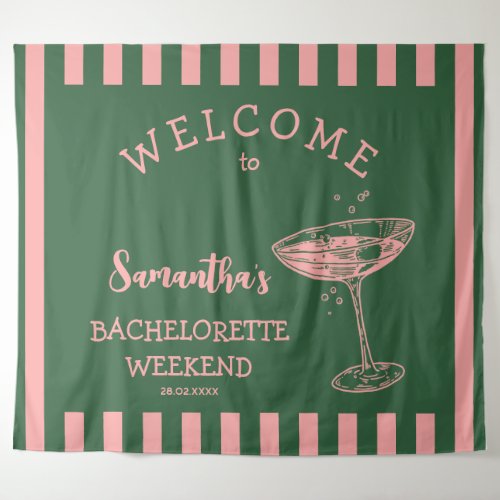 Retro Stripes Bachelorette Party Backdrop Cocktail