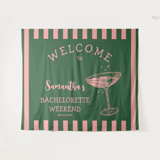 Retro Stripes Bachelorette Party Backdrop Cocktail (Front (Horizontal))