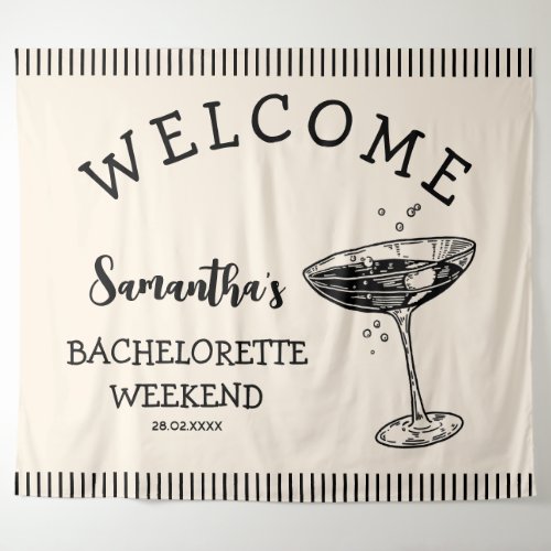 Retro Stripes Bachelorette Party Backdrop Cocktail