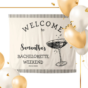 Retro Stripes Bachelorette Party Backdrop Cocktail
