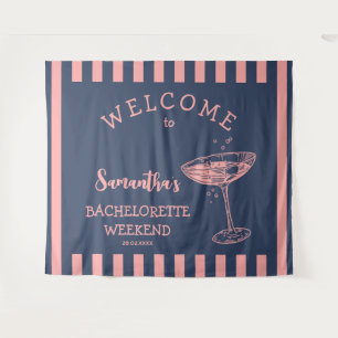Retro Stripes Bachelorette Party Backdrop Cocktail