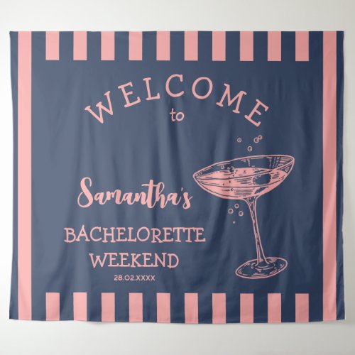 Retro Stripes Bachelorette Party Backdrop Cocktail