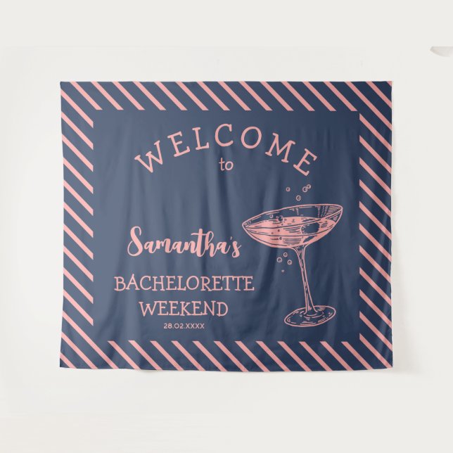 Retro Stripes Bachelorette Party Backdrop Cocktail (Front (Horizontal))