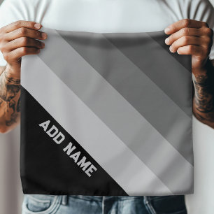 Retro Stripes - Black and Grey - chunky name Bandana