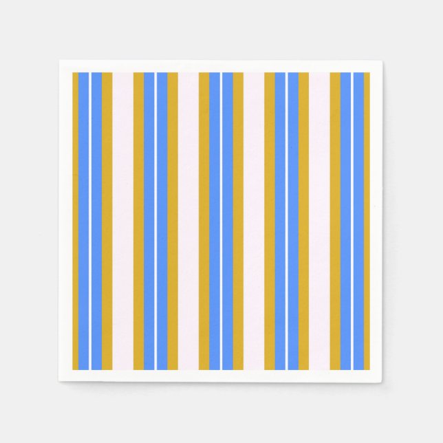 Retro Stripes - Blue Yellow Napkins (Front)