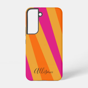 Retro stripes Bold Pink Orange  Samsung Galaxy S22 Case