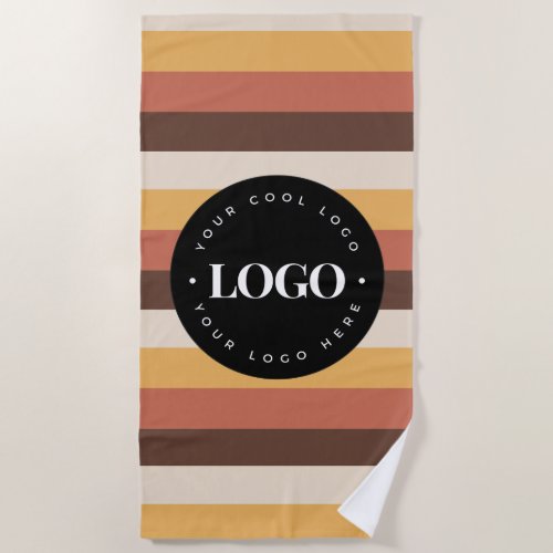 Retro Stripes Business Company Logo Welcome 60s 70 Beach Towel