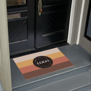 Retro Stripes Business Company Logo Welcome 60s 70 Doormat