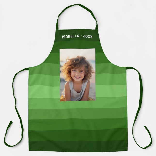 Retro Stripes - Christmas Green - Simple Photo Apron (Front)