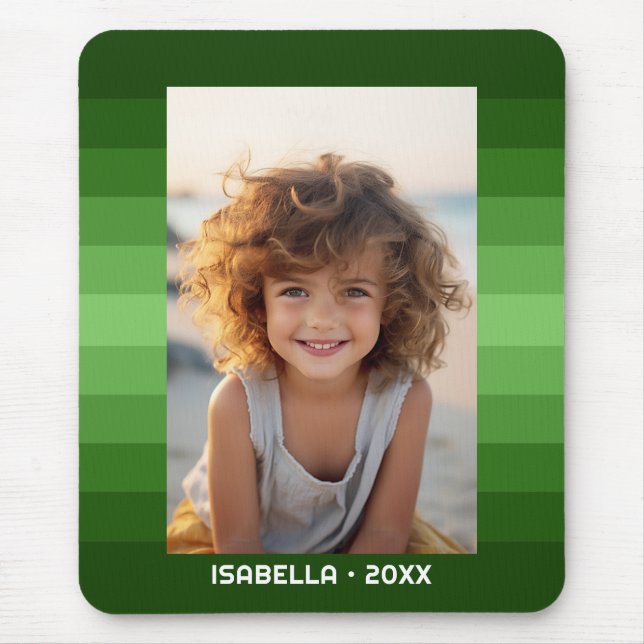 Retro Stripes - Christmas Green - Simple Photo Mouse Pad (Front)