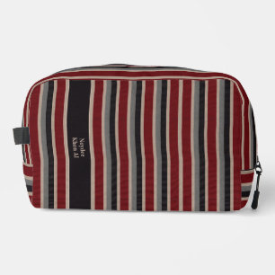 Retro Stripes Classic Dark Red Blue Beige Dopp Kit