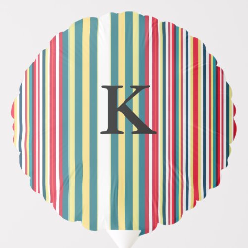 Retro stripes colorful add monogram initial letter balloon