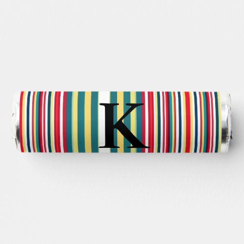 Retro stripes colorful add monogram initial letter breath savers mints