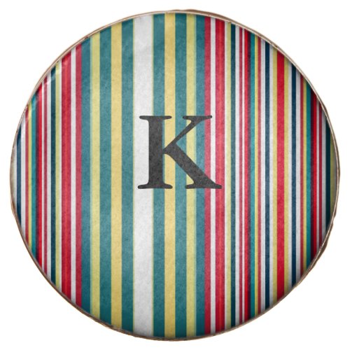 Retro stripes colorful add monogram initial letter chocolate covered oreo