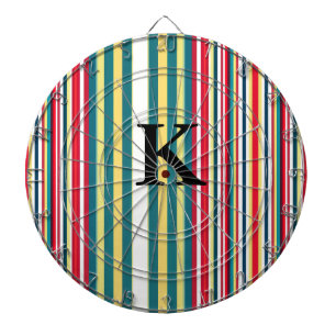 Retro stripes colorful add monogram initial letter dart board
