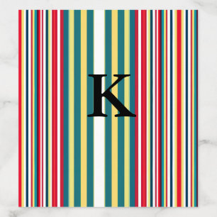 Retro stripes colorful add monogram initial letter envelope liner