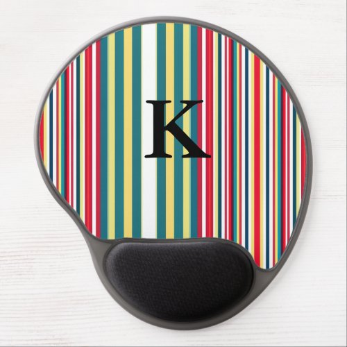 Retro stripes colorful add monogram initial letter gel mouse pad