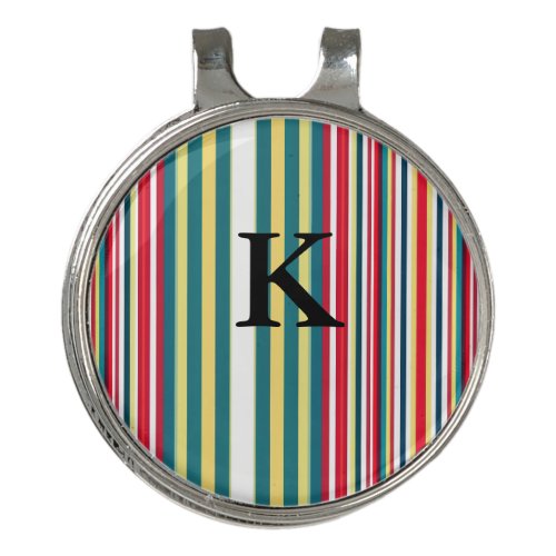 Retro stripes colorful add monogram initial letter golf hat clip