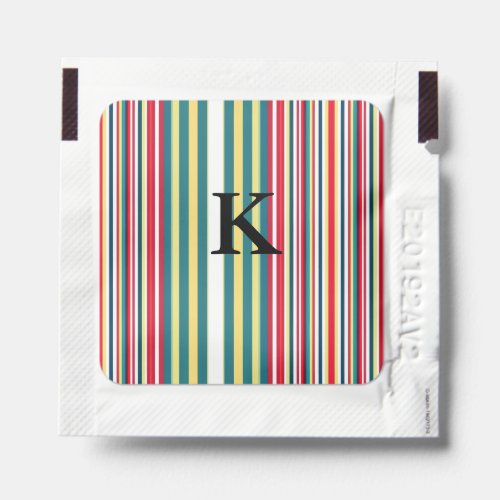 Retro stripes colorful add monogram initial letter hand sanitizer packet