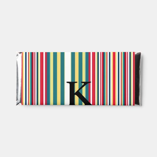 Retro stripes colorful add monogram initial letter hershey bar favors