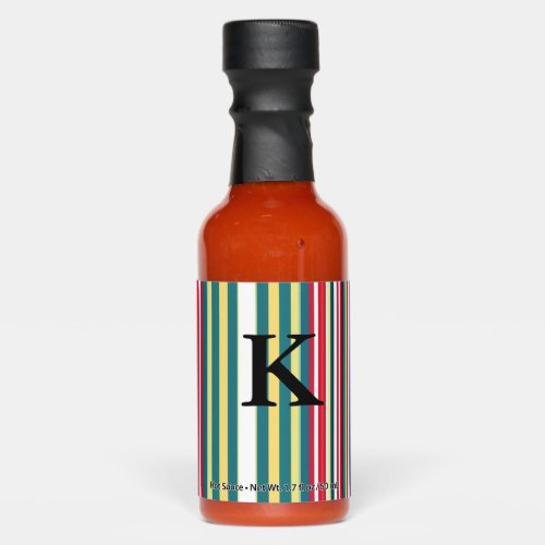 Retro stripes colorful add monogram initial letter hot sauces