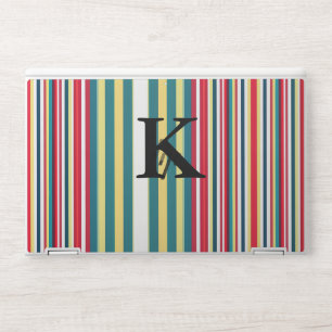 Retro stripes colorful add monogram initial letter HP laptop skin