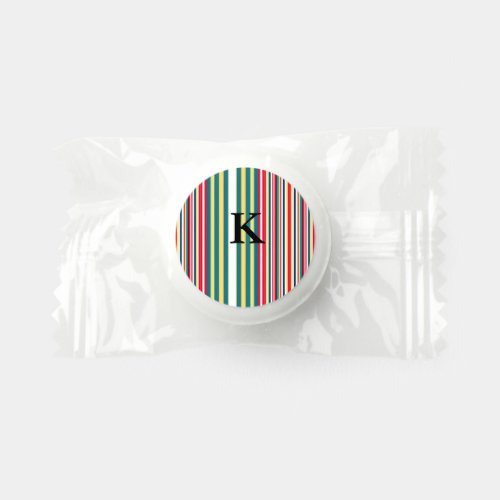 Retro stripes colorful add monogram initial letter life saver mints