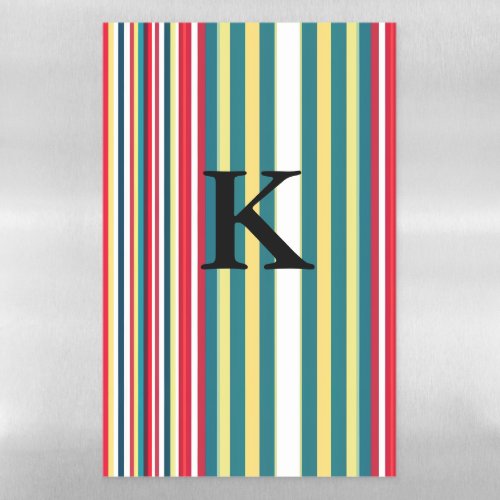 Retro stripes colorful add monogram initial letter magnetic dry erase sheet