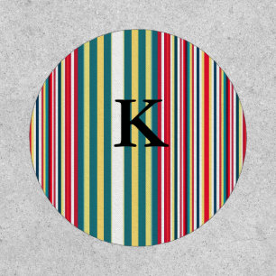 Retro stripes colorful add monogram initial letter patch