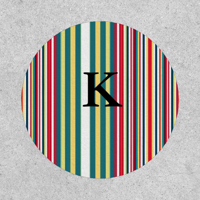 Retro stripes colorful add monogram initial letter patch (Front)