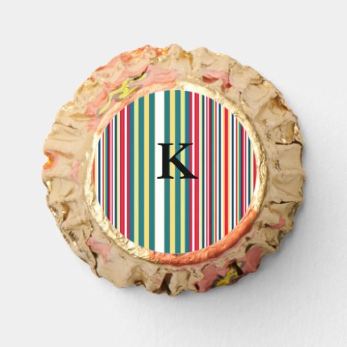 Retro stripes colorful add monogram initial letter reeses peanut butter cups
