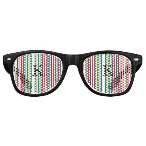 Retro stripes colorful add monogram initial letter retro sunglasses