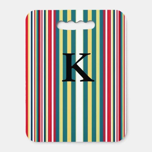 Retro stripes colorful add monogram initial letter seat cushion