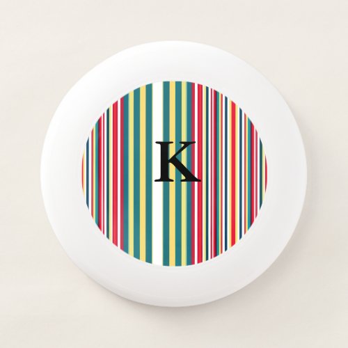 Retro stripes colorful add monogram initial letter Wham_O frisbee