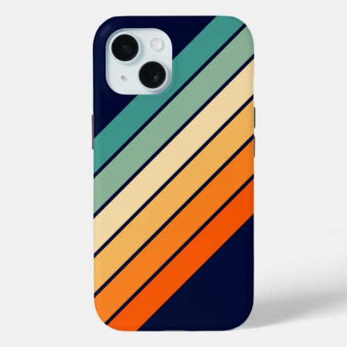 Retro Stripes Colorful Striped 70s 80s Design iPhone 15 Case