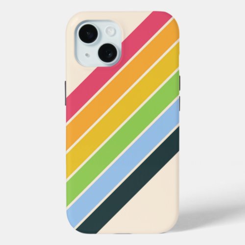 Retro Stripes Colorful Striped 70s 80s Design iPhone 15 Case