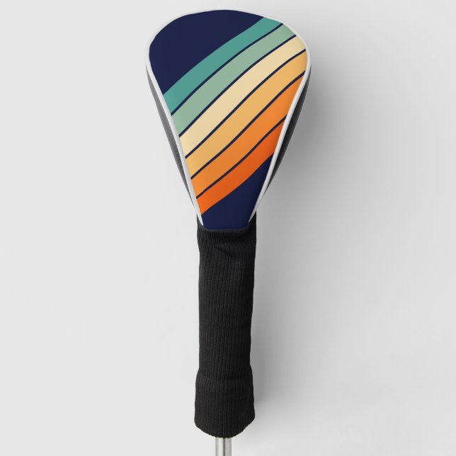 Retro Stripes Colorful Striped 70s 80s Design Golf Head Cover (Front)
