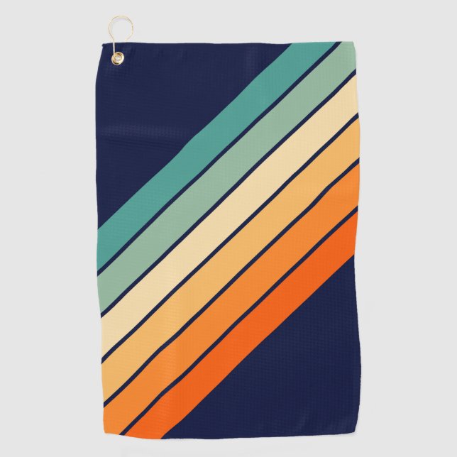 Retro Stripes Colorful Striped 70s 80s Design Golf Towel (Front)