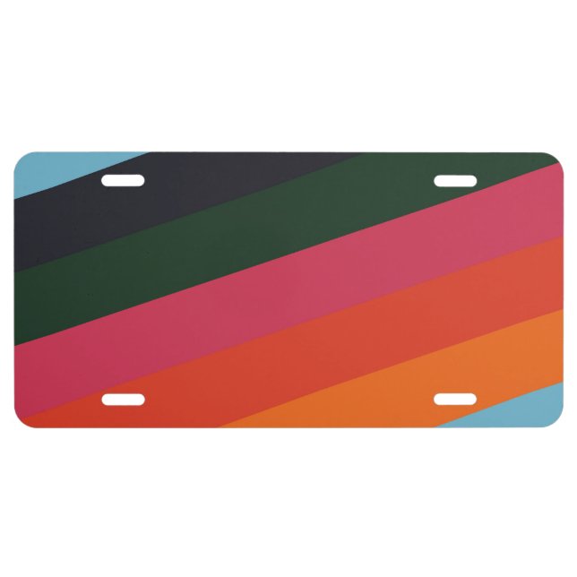 Retro Stripes Colorful Striped 70s 80s Design License Plate (Front)