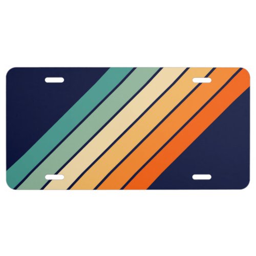 Retro Stripes Colorful Striped 70s 80s Design License Plate