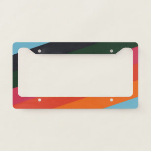 Retro Stripes Colorful Striped 70s 80s Design License Plate Frame