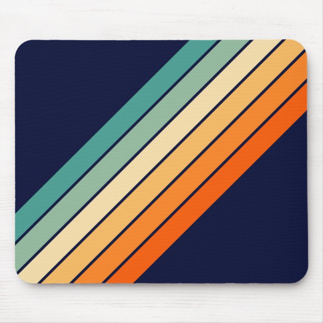 Retro Stripes Colorful Striped 70s 80s Design Mouse Pad (Front)