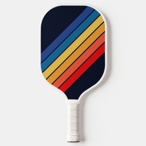 Retro Stripes Colorful Striped 70s 80s Design Pickleball Paddle