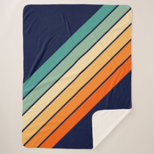 Retro Stripes Colorful Striped 70s 80s Design Sherpa Blanket