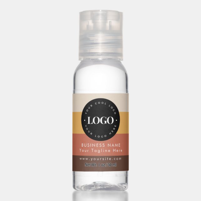 Retro Stripes & Custom Business Logo 70s 60s Style Hand Sanitizer (Front)
